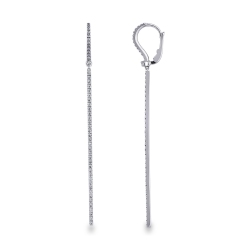 White gold 18k drop earrings with diamond bar 