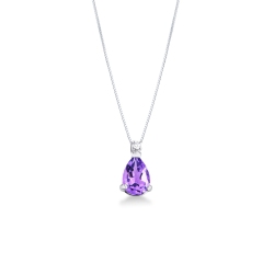 Halskette Damen Weißgold mit echtem Amethyst-Anhänger 