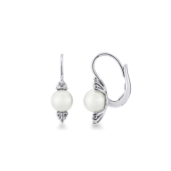 18k white gold earrings with diamonds and natural cultivated pearls 
