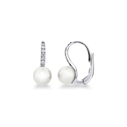 White gold 18k earrings with Akoya pearls and diamonds 