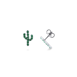 18k white gold cactus earrings with emeralds