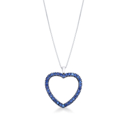 Heart pendant with burnished blue sapphires 