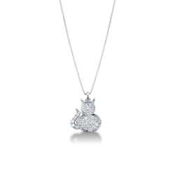Cat pendant with diamonds pavé
