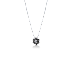 18k white gold flower pendant with black and white diamonds