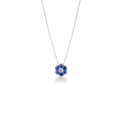 18k white gold flower pendant with sapphires and diamonds