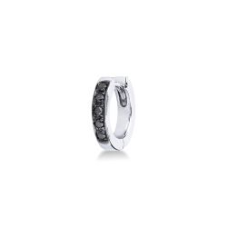 White gold 18k single hoop earring with black diamonds 
