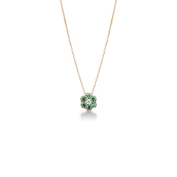 Emerald and round cut diamond pendant in 18k yellow gold