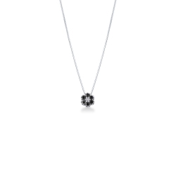 Collier avec pendentif fleur en or blanc 18k et diamants
