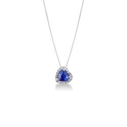 Necklace with sapphire and diamond heart pendant 