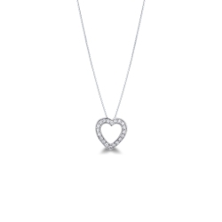 Collier pendentif cœur de diamants 0.20 ct or blanc 18k 