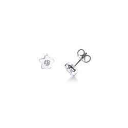 Boucles d’oreilles étoile avec diamants Or Blanc 18k