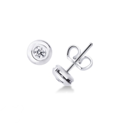 Boucles d'oreilles puce diamant 0.14 ct or blanc 750