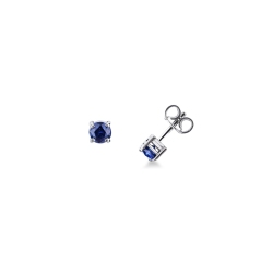 Orecchini punto luce zaffiri blu in oro bianco 18k