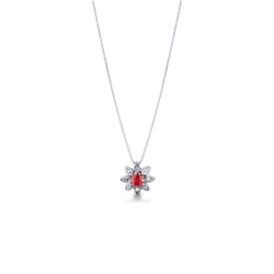 Collier Étoile en Or Blanc 18k avec Rubis et Diamants