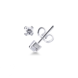 4 prongs diamond stud earrings in 18k white gold