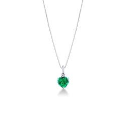 Heart shape emerald and diamond pendant