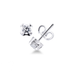 Diamond stud earrings in white gold 18k