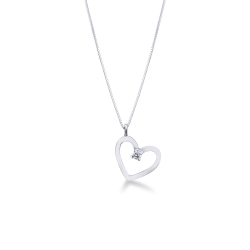 Collier cœur en or blanc 18 carats et diamant 
