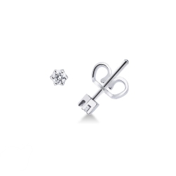 6 prongs diamond stud earrings in white gold 18k, ct 0,08 