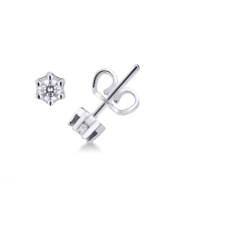 6 prongs diamond stud earrings in white gold 18k, ct 0,16 