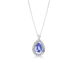 Damenkette 18K Weißgold mit Tansanit und Diamanten