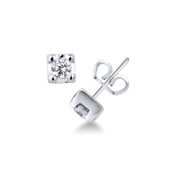 Diamond stud earrings 4 prongs in white gold 18k