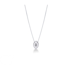 Collier femme or blanc 18k diamant 0.06 ct 