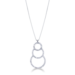 18k white gold triple circle pendant with diamonds