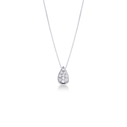 White gold 18k necklace with drop shaped pendant with diamonds