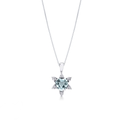 Aquamarin Kette Weißgold mit Diamant Blutenblätter