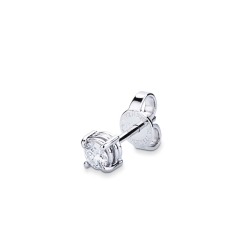 Pendiente individual en oro blanco de 18k y diamante 0.15 ct