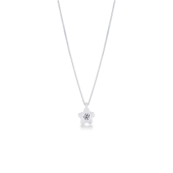 Necklace in white gold 18k with diamond in a flower pendant  