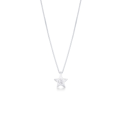 Collier or blanc 18k pendentif étoile diamant