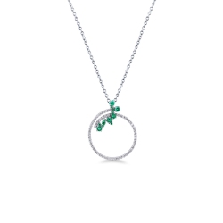 18k white gold necklace with diamonds and emeralds