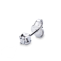 Boucle d'oreille homme en or blanc 18 carats griffes et diamant