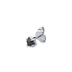 White gold 18k single stud earring with a black diamond 