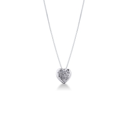 White gold 18k necklace with diamonds heart 