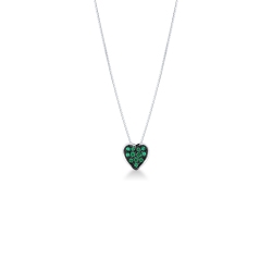 Burnished heart pendant with emeralds