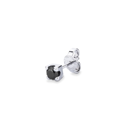 Boucle d'oreille individuelle or blanc 18k et diamant noir