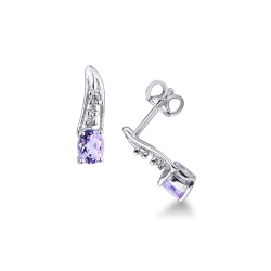 White gold 18k earrings with diamonds and amethysts