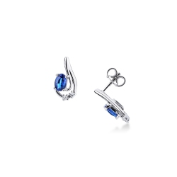 18k white gold earrings with oval cut sapphires and diamonds