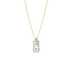 18k yellow gold pendant with aquamarine and 3 diamonds