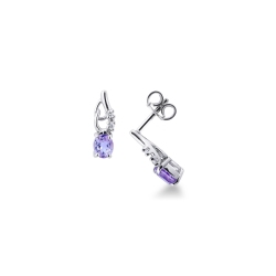 Fancy earrings with oval amethyst and diamonds