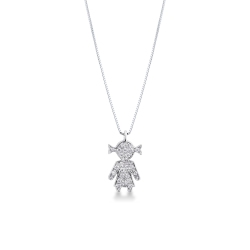 18k necklace white gold with little girl pendant in diamonds