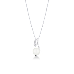 Collier en or blanc avec perle naturelle et diamant