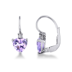 White gold 18k drop earrings with amethysts and diamonds 