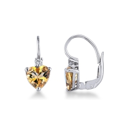 Pendientes de oro blanco de 18k con citrino y diamantes