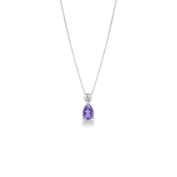 Amethyst Kette Weißgold mit Diamant 