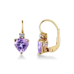 Boucles d’oreilles or jaune 18k cœurs en améthyste et diamants