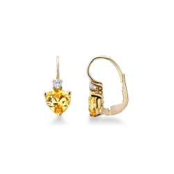 Yellow gold 18k earrings with yellow topaz and diamonds 